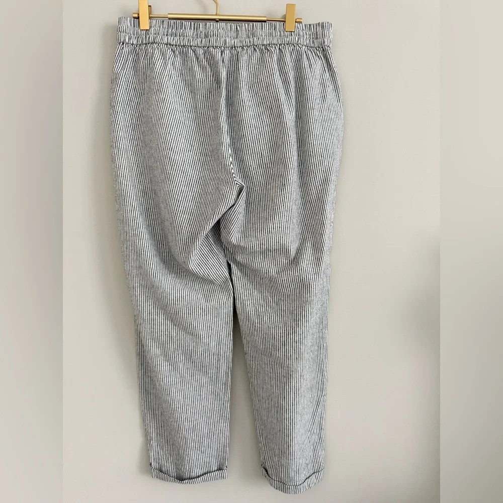 J Crew Striped Linen Cotton Blend Drawstring Pant in Black and White 10 - Picture 7 of 13